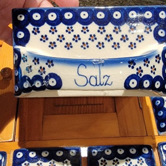 French Kitchen Porcelain & Wooden Wall Shelf Kitchen Apothecary Cabinet - Picture 6 of 15